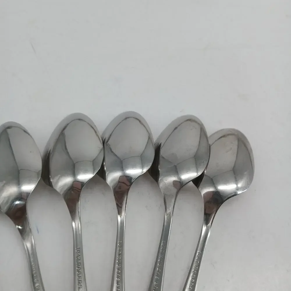 7X Tsp Vtg 1847 Rogers Bros. Youth Pattern Stainless Steel Teaspoons